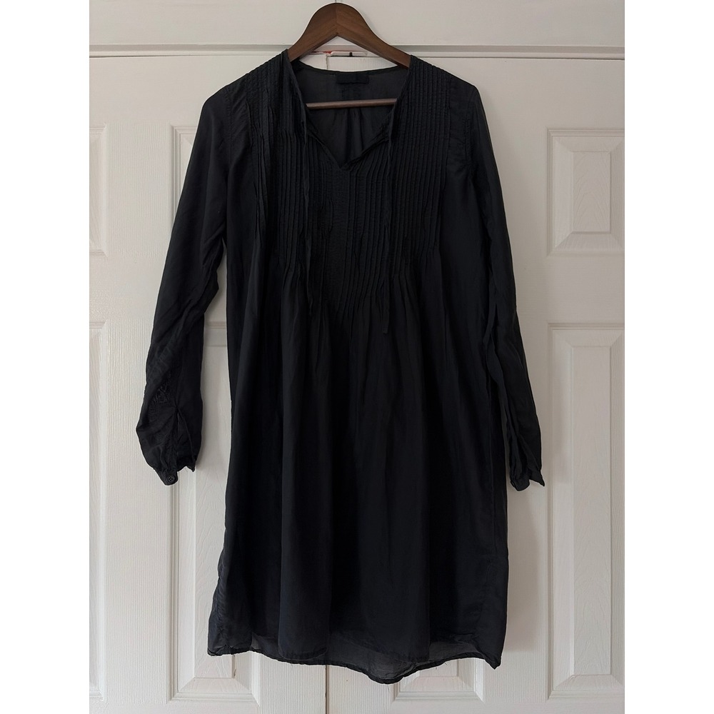 CP Shades Black Cotton Silk Pintuck Pleated Yoko Tunic Dress Small EUC - Picture 3 of 7